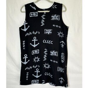 Vintage Exist Sports Line Sleeveless Coastal Print Mini Dress Size L Nautical